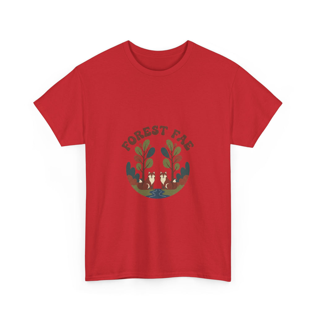 Retro Forest Fae Unisex Heavy Cotton Tee, Boho T-Shirt, Nature Lover Gift, Eco-Friendly Top, Fairy Shirt, Casual Wear