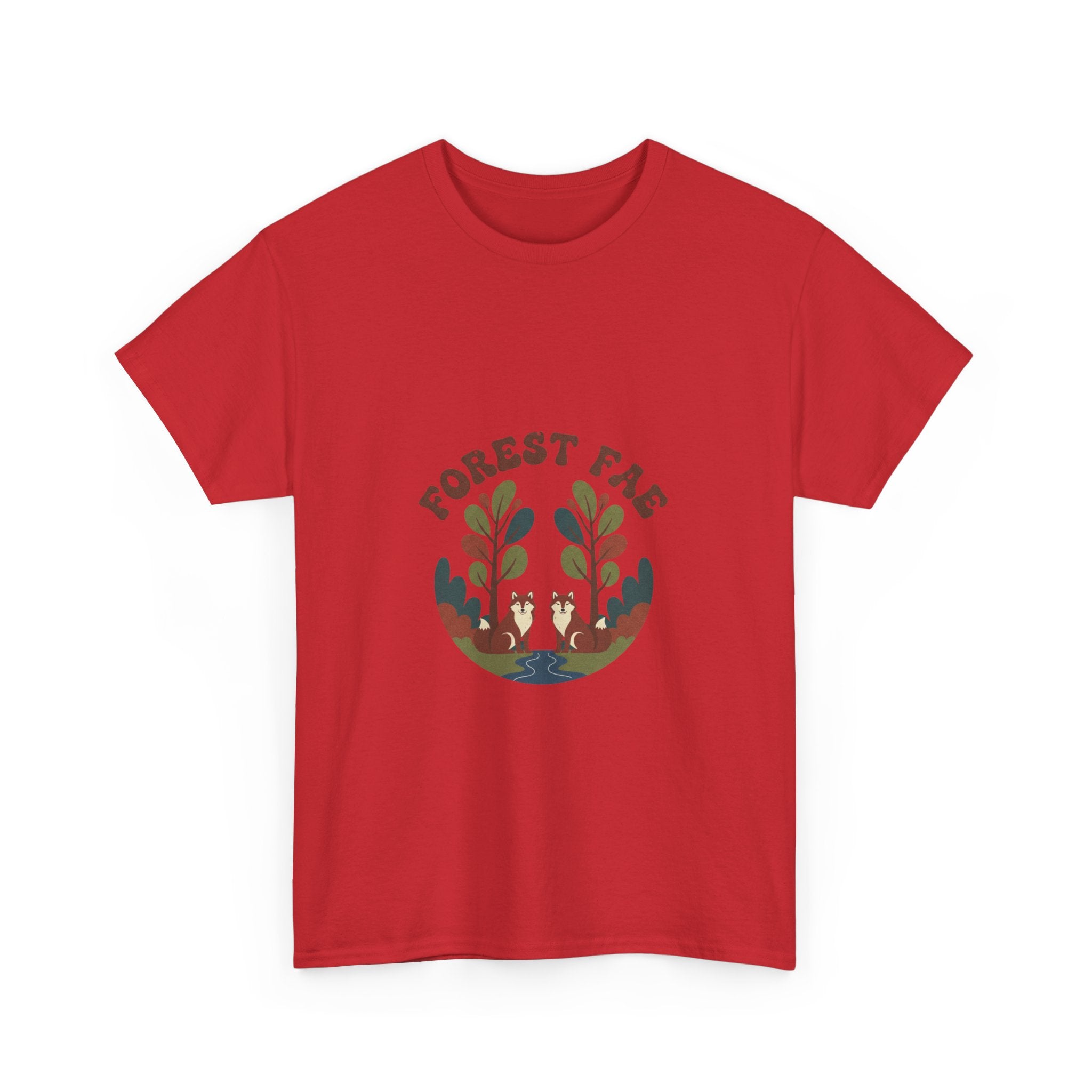 Retro Forest Fae Unisex Heavy Cotton Tee, Boho T-Shirt, Nature Lover Gift, Eco-Friendly Top, Fairy Shirt, Casual Wear