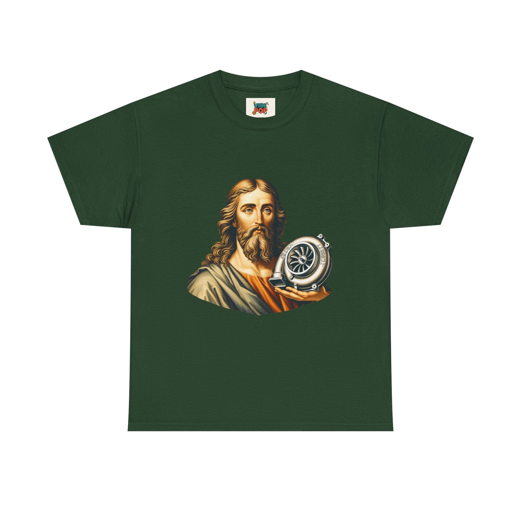 Vintage-Inspired Jesus Turbo Graphic Tee, Unisex Heavy Cotton Tee for Casual Wear, Gifts