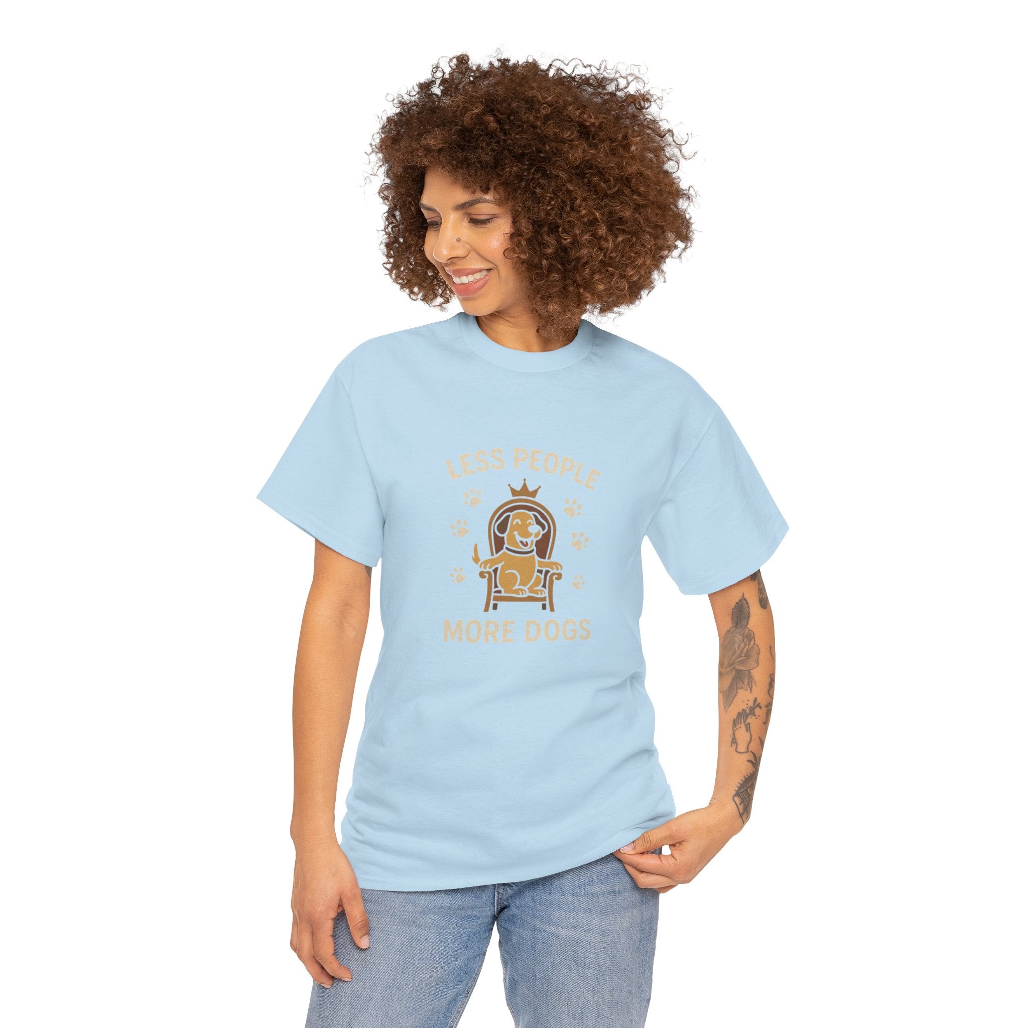 Unisex Heavy Cotton Tee - "Less People More Dogs" Graphic Tee, Dog Lover Gift, Casual T-Shirt, Pet Owner Apparel, Funny Animal Shirt
