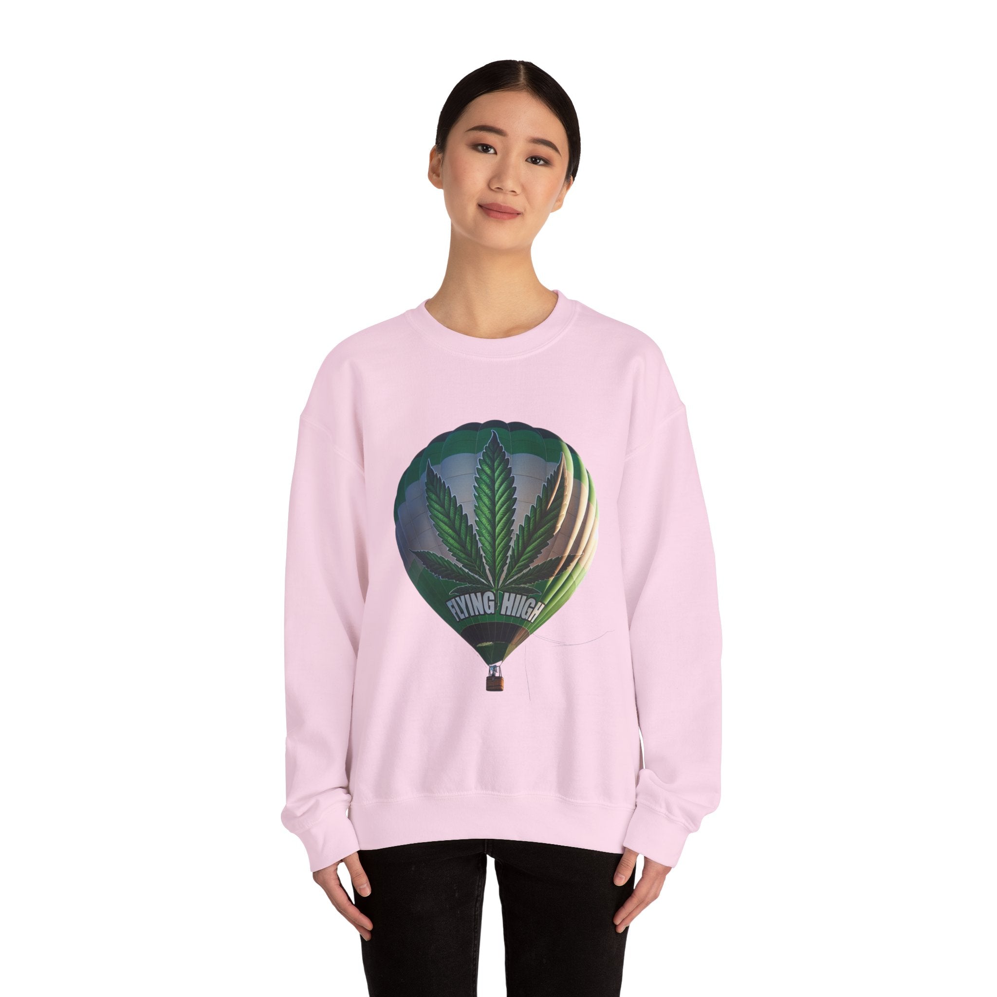 High Flying Crewneck Sweatshirt | Unisex Cannabis Design | Cozy Gift for Smokers | Fall Fashion | Chill Vibes
