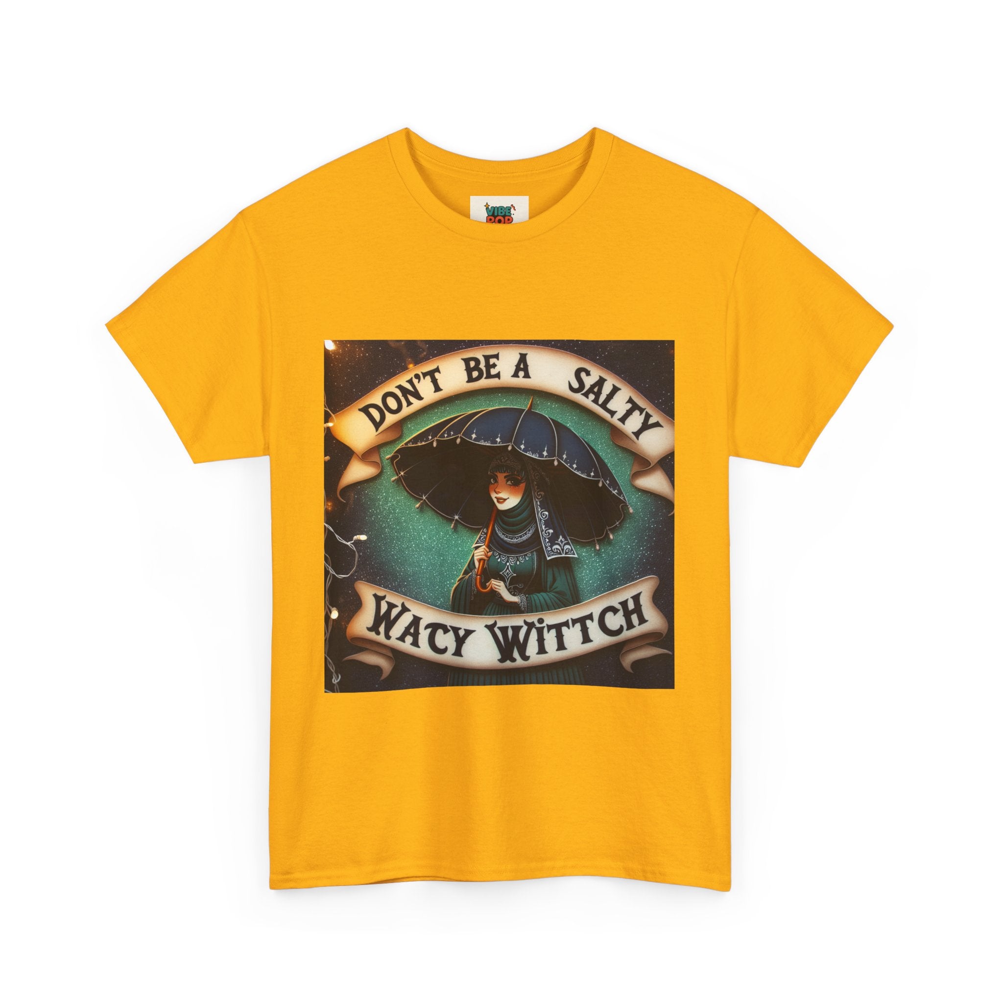 Unisex Heavy Cotton Tee: Salty Witch Graphic Tee, Perfect for Halloween, Gift for Witches, Casual Wear, Witchy Vibes, Statement Tee