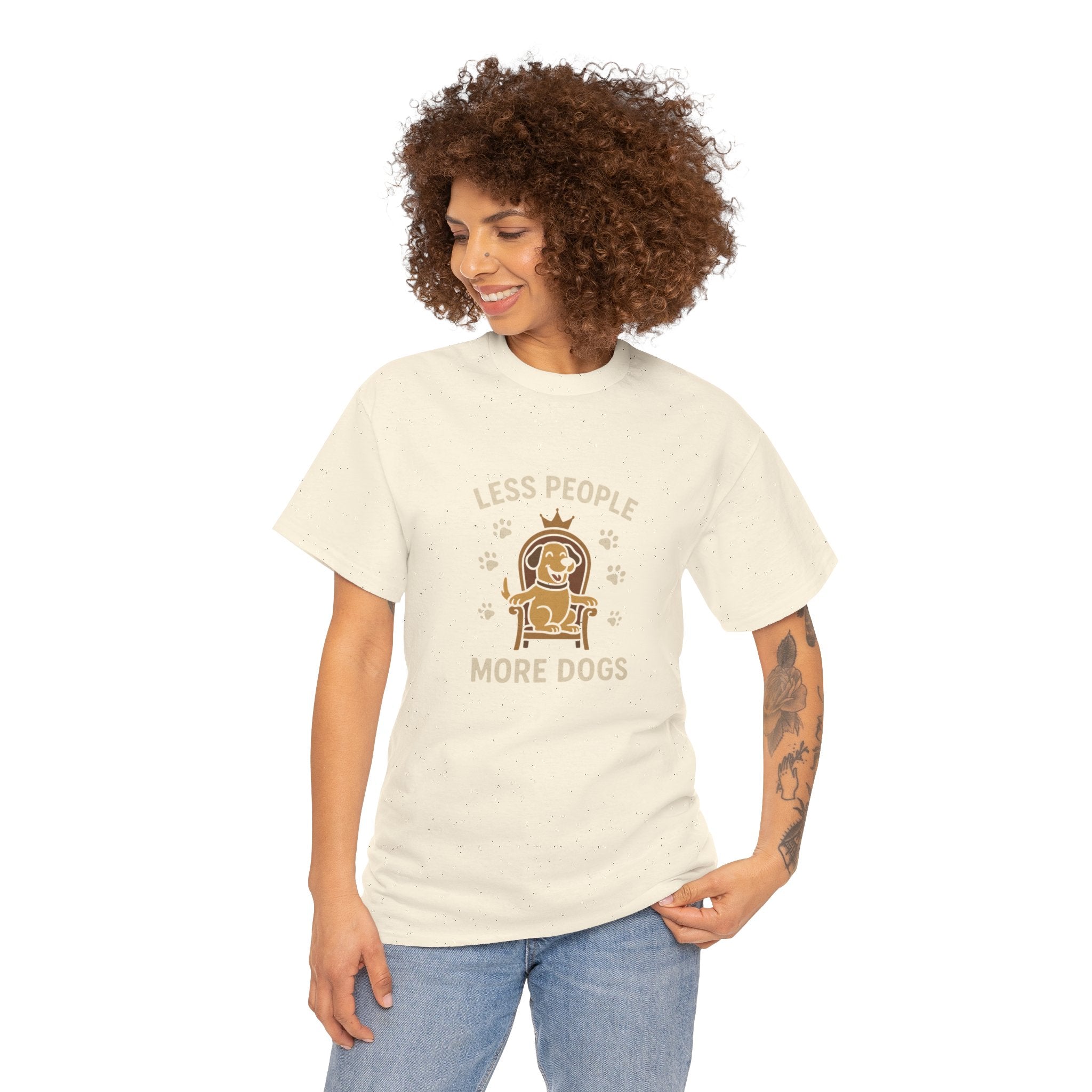 Unisex Heavy Cotton Tee - "Less People More Dogs" Graphic Tee, Dog Lover Gift, Casual T-Shirt, Pet Owner Apparel, Funny Animal Shirt