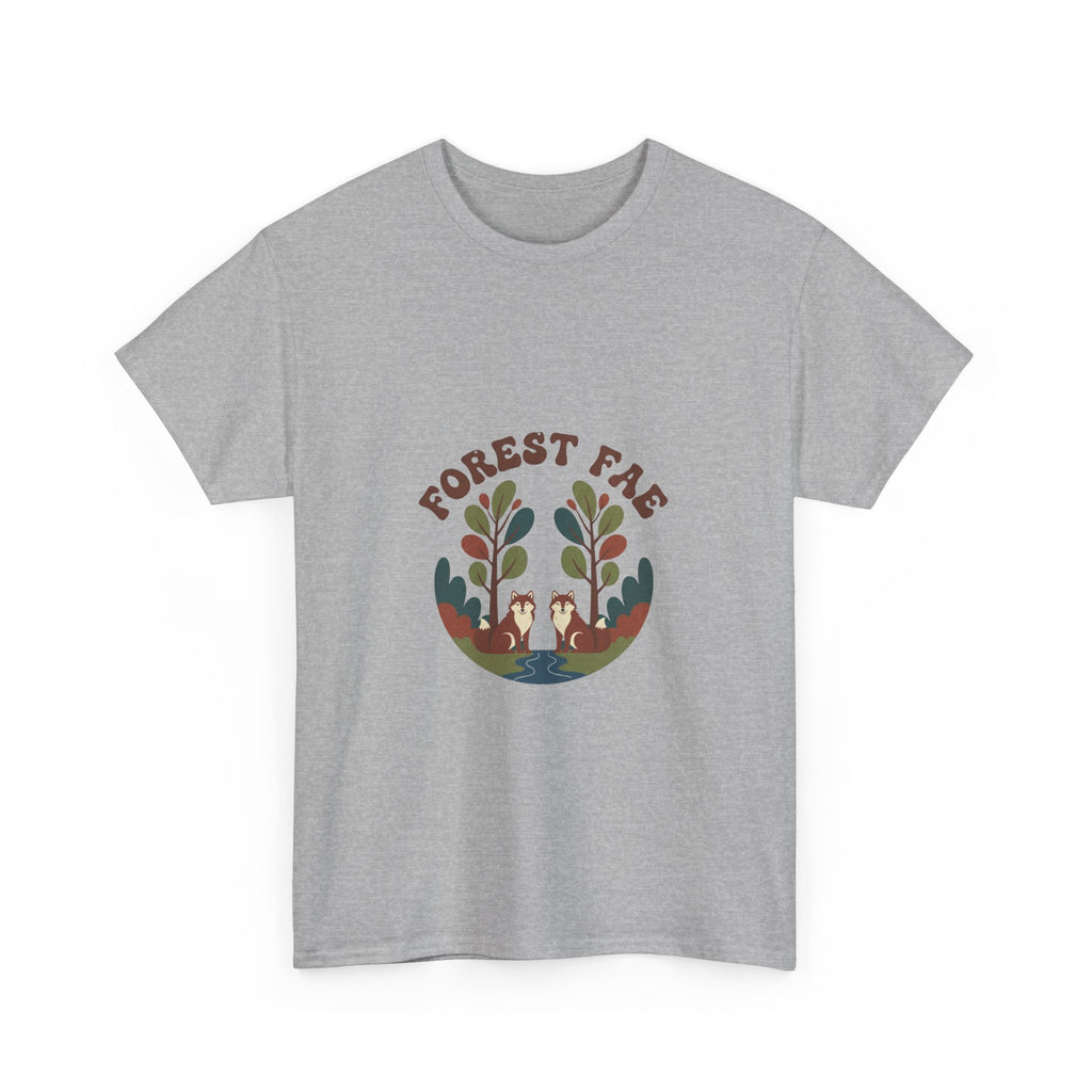 Retro Forest Fae Unisex Heavy Cotton Tee, Boho T-Shirt, Nature Lover Gift, Eco-Friendly Top, Fairy Shirt, Casual Wear