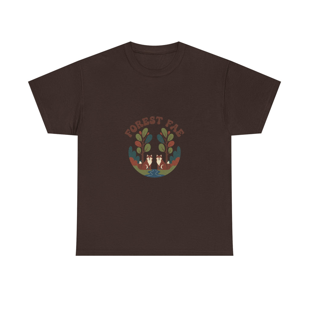 Retro Forest Fae Unisex Heavy Cotton Tee, Boho T-Shirt, Nature Lover Gift, Eco-Friendly Top, Fairy Shirt, Casual Wear
