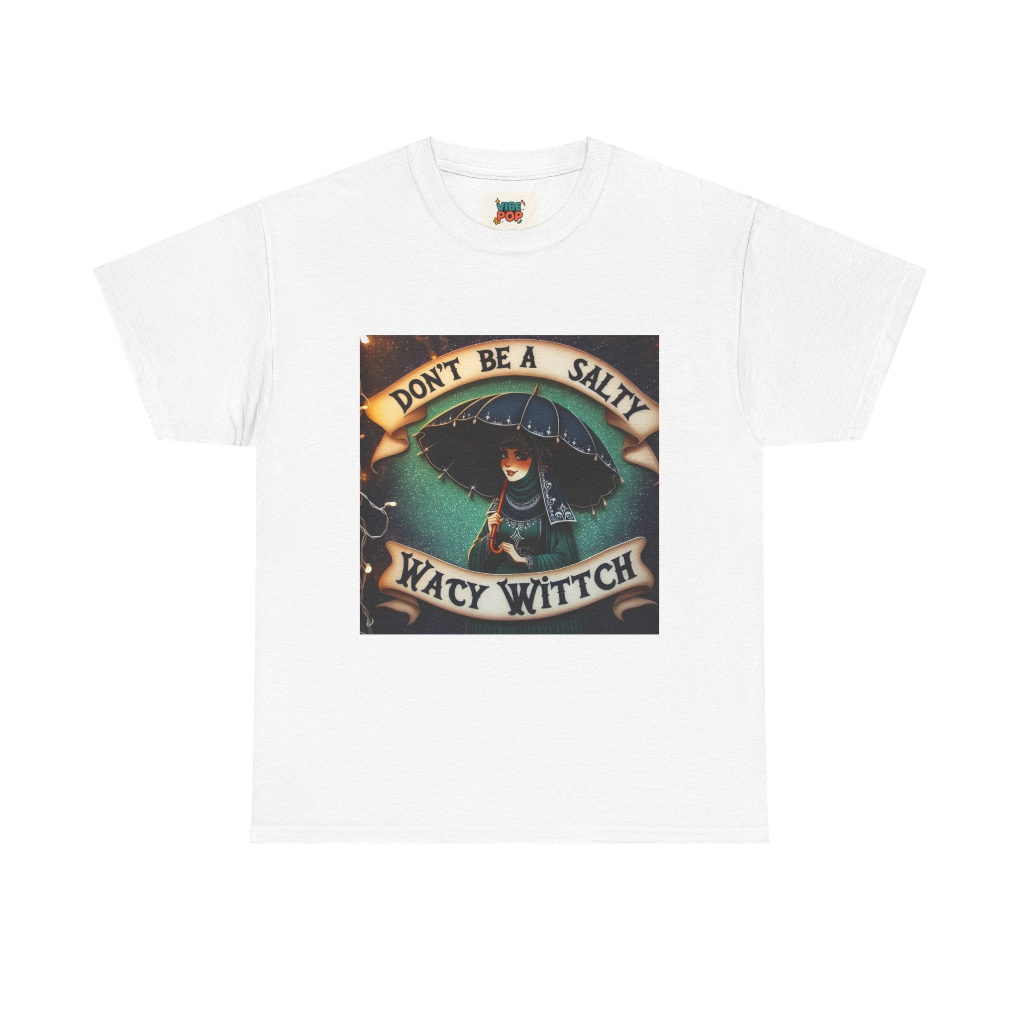 Unisex Heavy Cotton Tee: Salty Witch Graphic Tee, Perfect for Halloween, Gift for Witches, Casual Wear, Witchy Vibes, Statement Tee