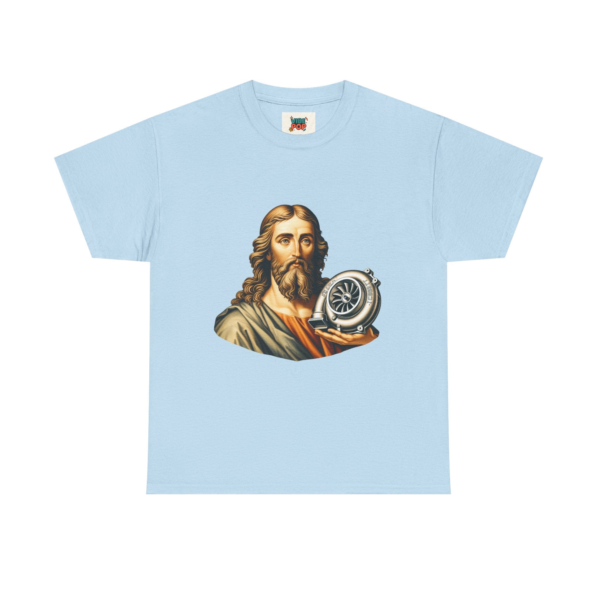 Vintage-Inspired Jesus Turbo Graphic Tee, Unisex Heavy Cotton Tee for Casual Wear, Gifts