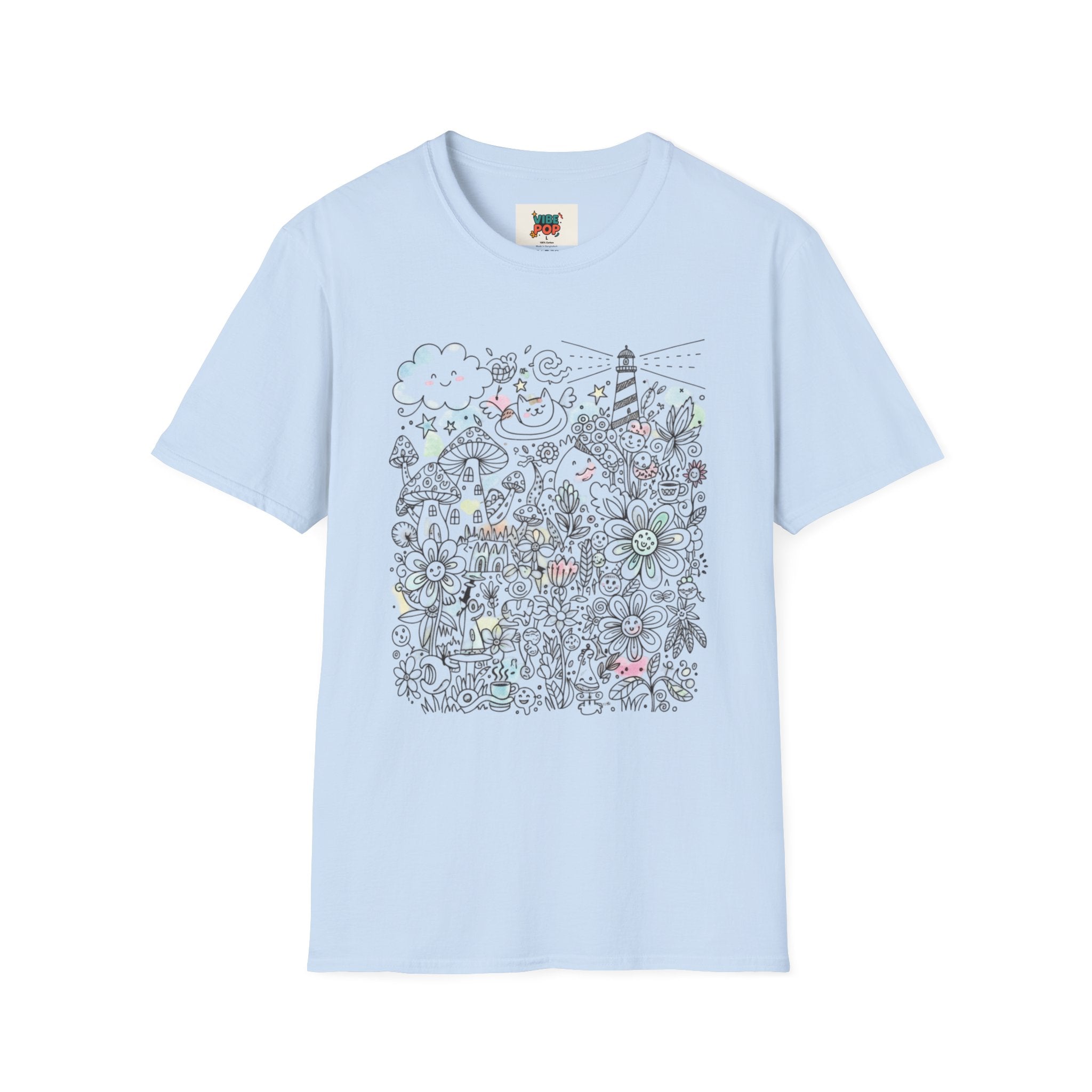 Whimsical Floral Unisex T-Shirt, Cute Graphic Tee for Nature Lovers, Ideal for Summer, Gift for Mom, Birthday Present, Unique Design, Doodle Art Work