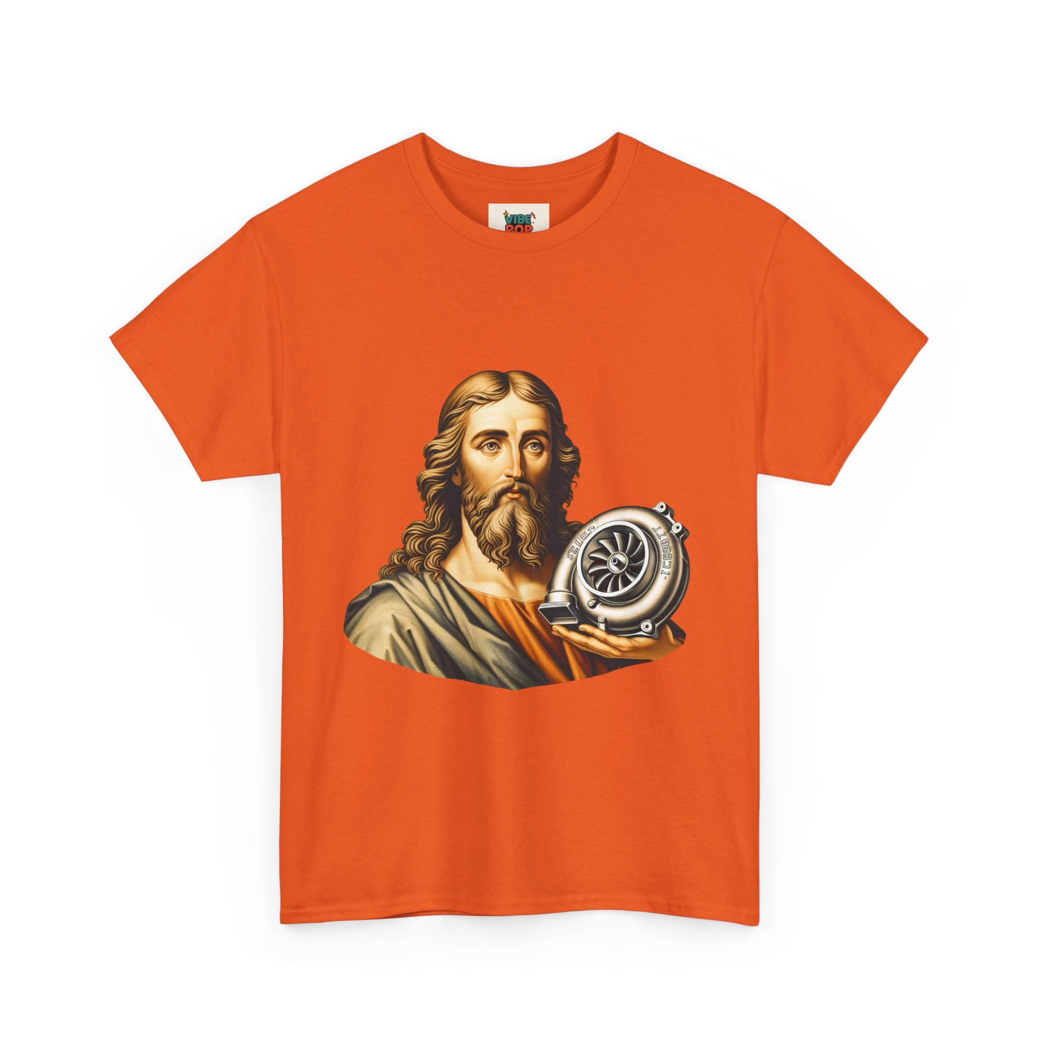 Vintage-Inspired Jesus Turbo Graphic Tee, Unisex Heavy Cotton Tee for Casual Wear, Gifts