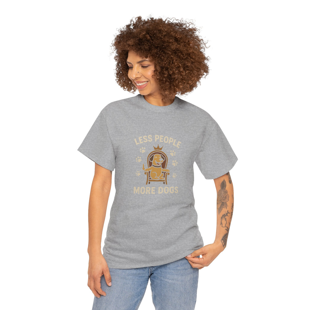 Unisex Heavy Cotton Tee - "Less People More Dogs" Graphic Tee, Dog Lover Gift, Casual T-Shirt, Pet Owner Apparel, Funny Animal Shirt