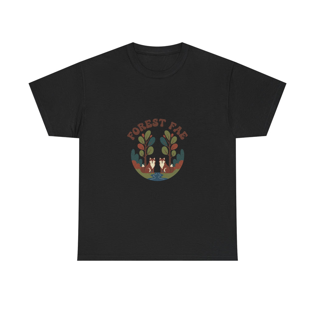 Retro Forest Fae Unisex Heavy Cotton Tee, Boho T-Shirt, Nature Lover Gift, Eco-Friendly Top, Fairy Shirt, Casual Wear