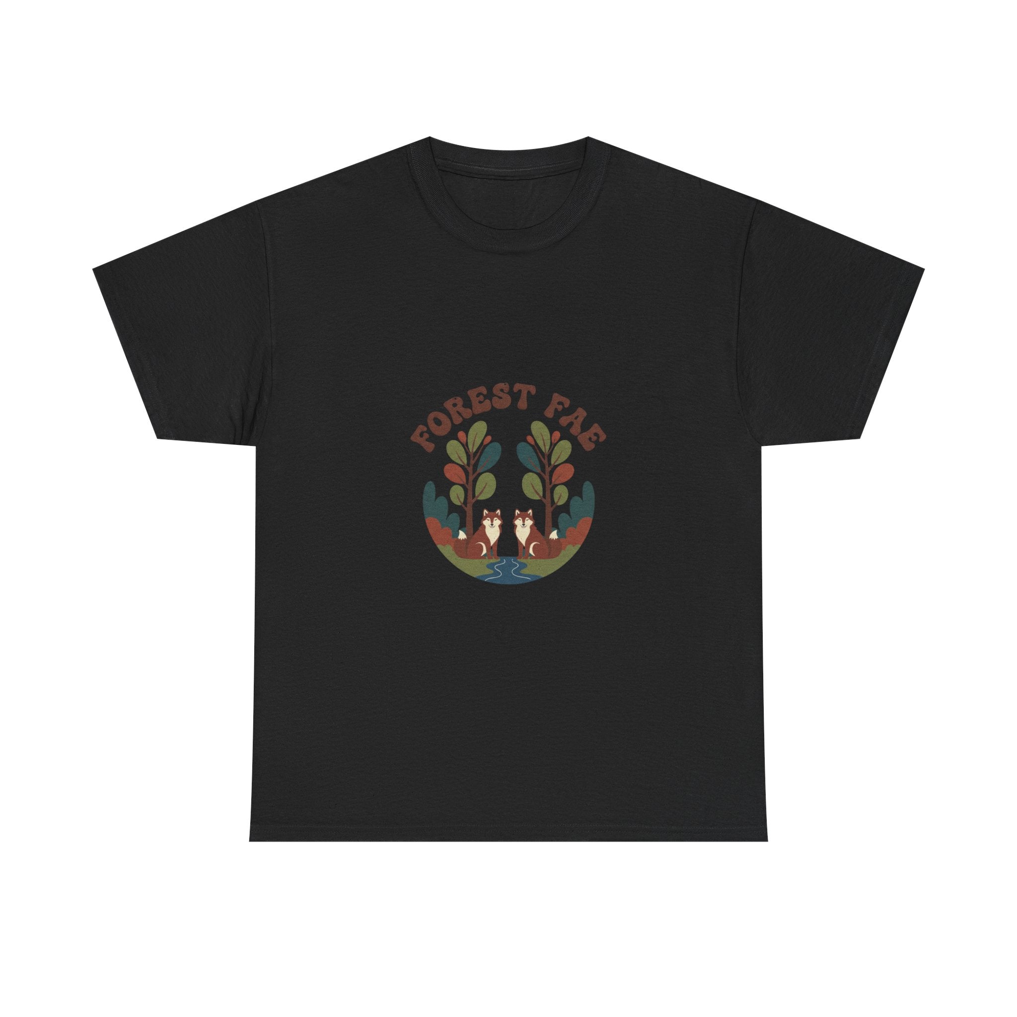 Retro Forest Fae Unisex Heavy Cotton Tee, Boho T-Shirt, Nature Lover Gift, Eco-Friendly Top, Fairy Shirt, Casual Wear