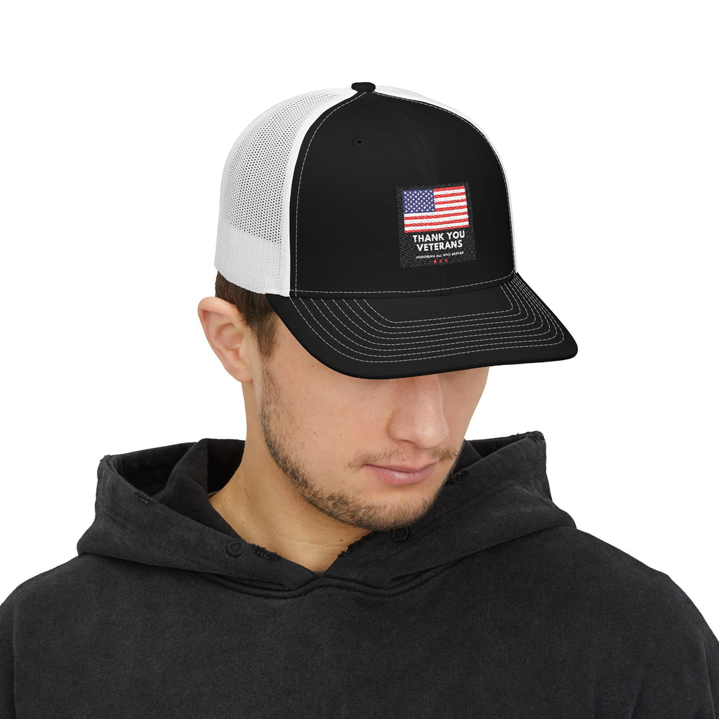 Veterans Appreciation Snapback Trucker Cap, Patriotic Hat, Father's Day Gift, Casual Outfit, American Flag Cap