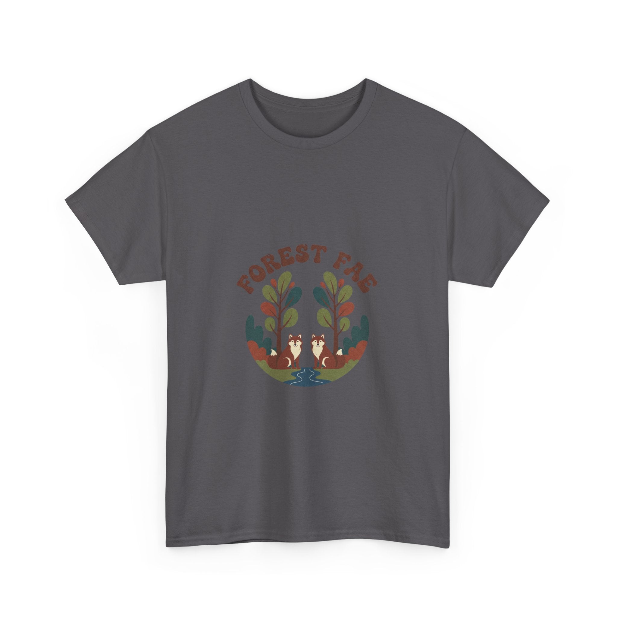 Retro Forest Fae Unisex Heavy Cotton Tee, Boho T-Shirt, Nature Lover Gift, Eco-Friendly Top, Fairy Shirt, Casual Wear