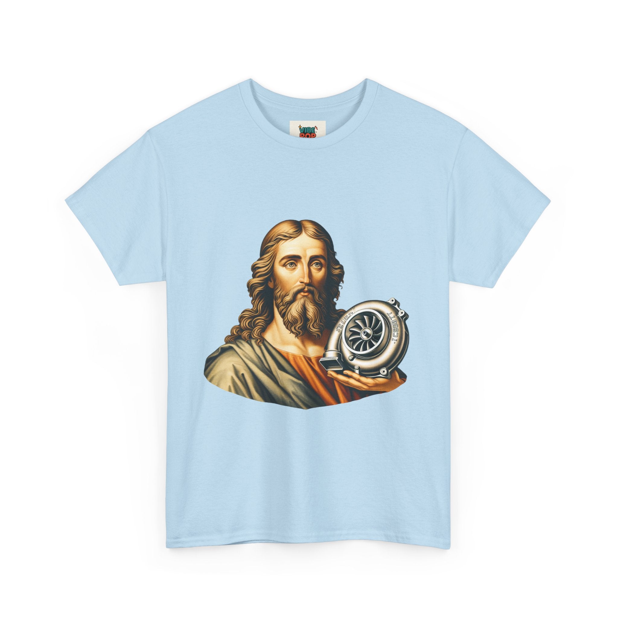 Vintage-Inspired Jesus Turbo Graphic Tee, Unisex Heavy Cotton Tee for Casual Wear, Gifts