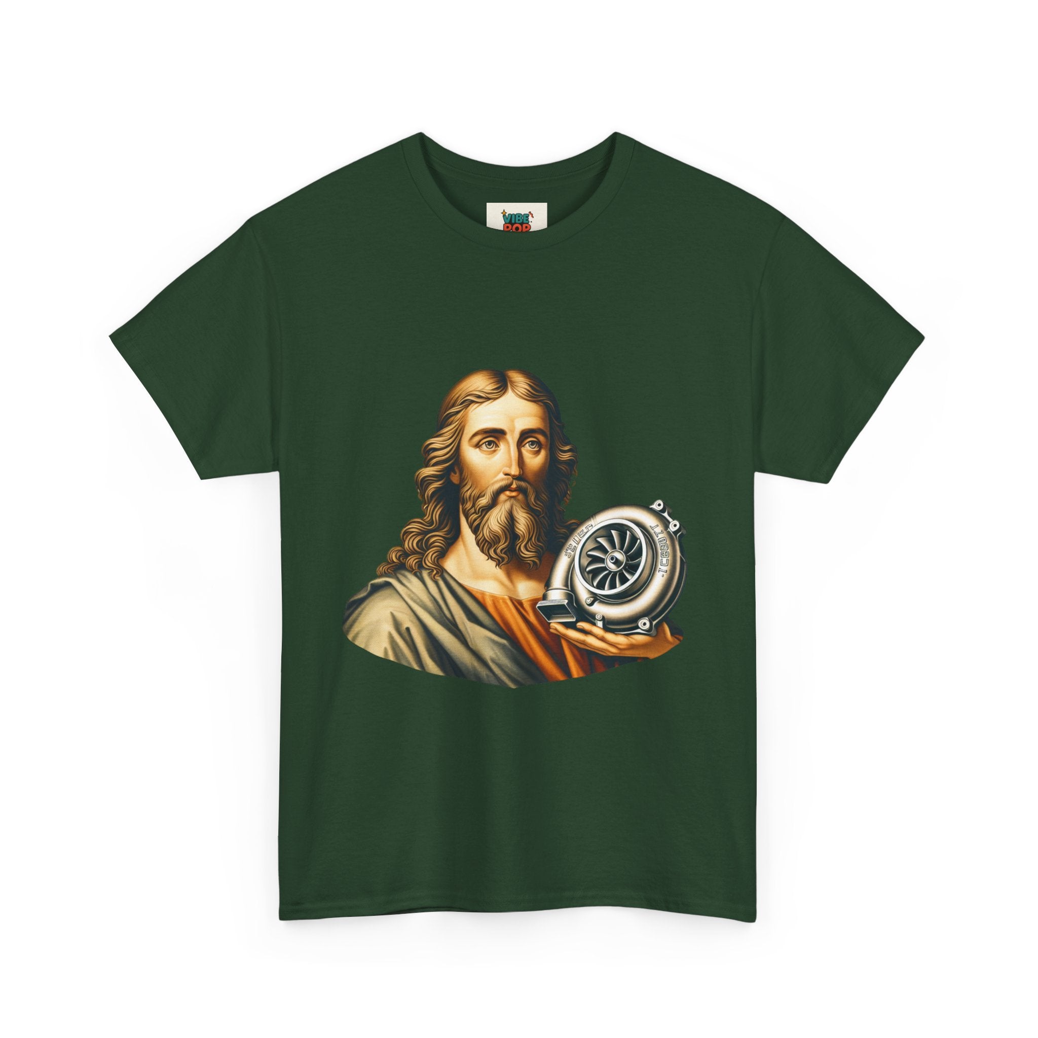 Vintage-Inspired Jesus Turbo Graphic Tee, Unisex Heavy Cotton Tee for Casual Wear, Gifts