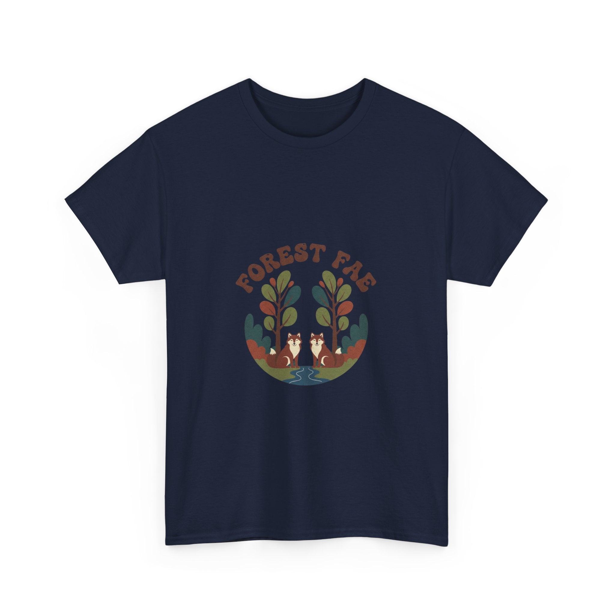 Retro Forest Fae Unisex Heavy Cotton Tee, Boho T-Shirt, Nature Lover Gift, Eco-Friendly Top, Fairy Shirt, Casual Wear