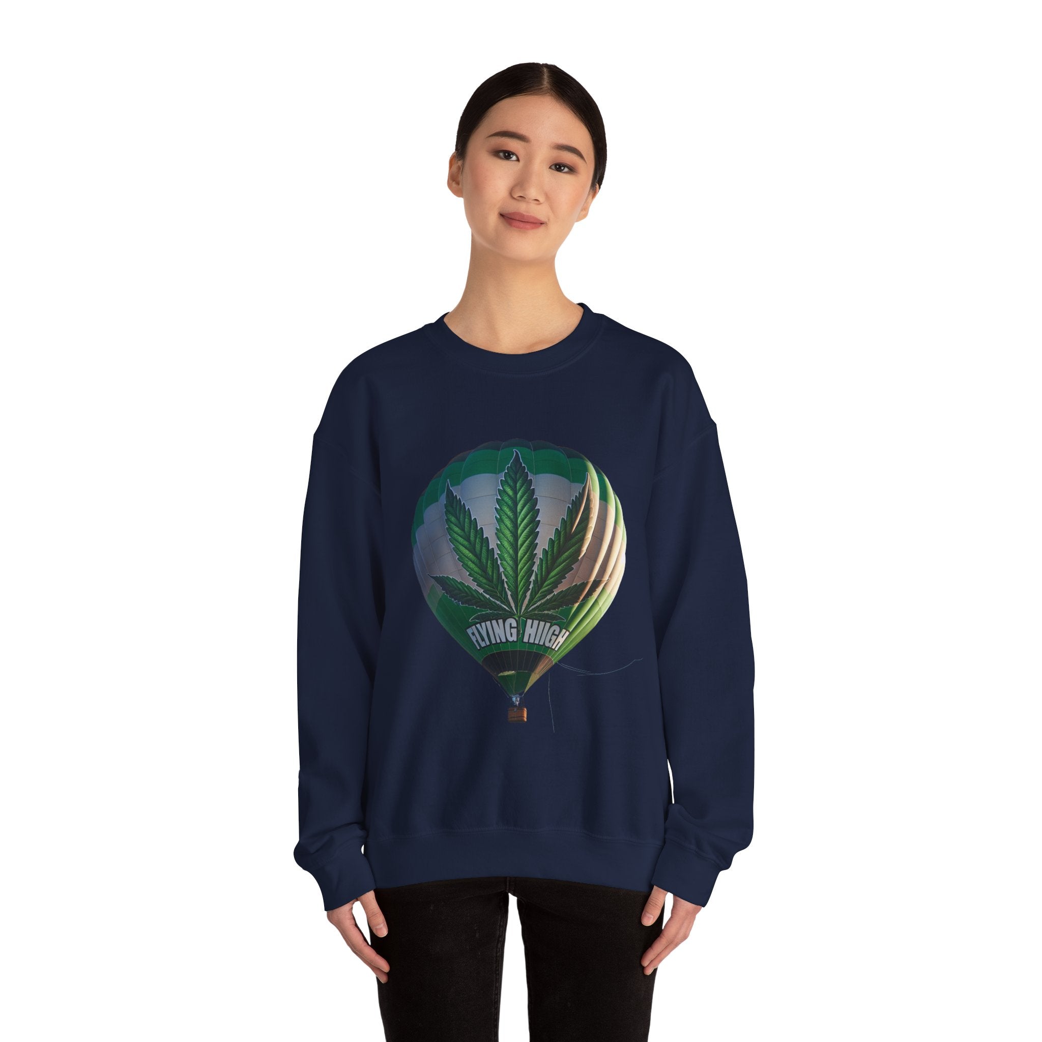High Flying Crewneck Sweatshirt | Unisex Cannabis Design | Cozy Gift for Smokers | Fall Fashion | Chill Vibes