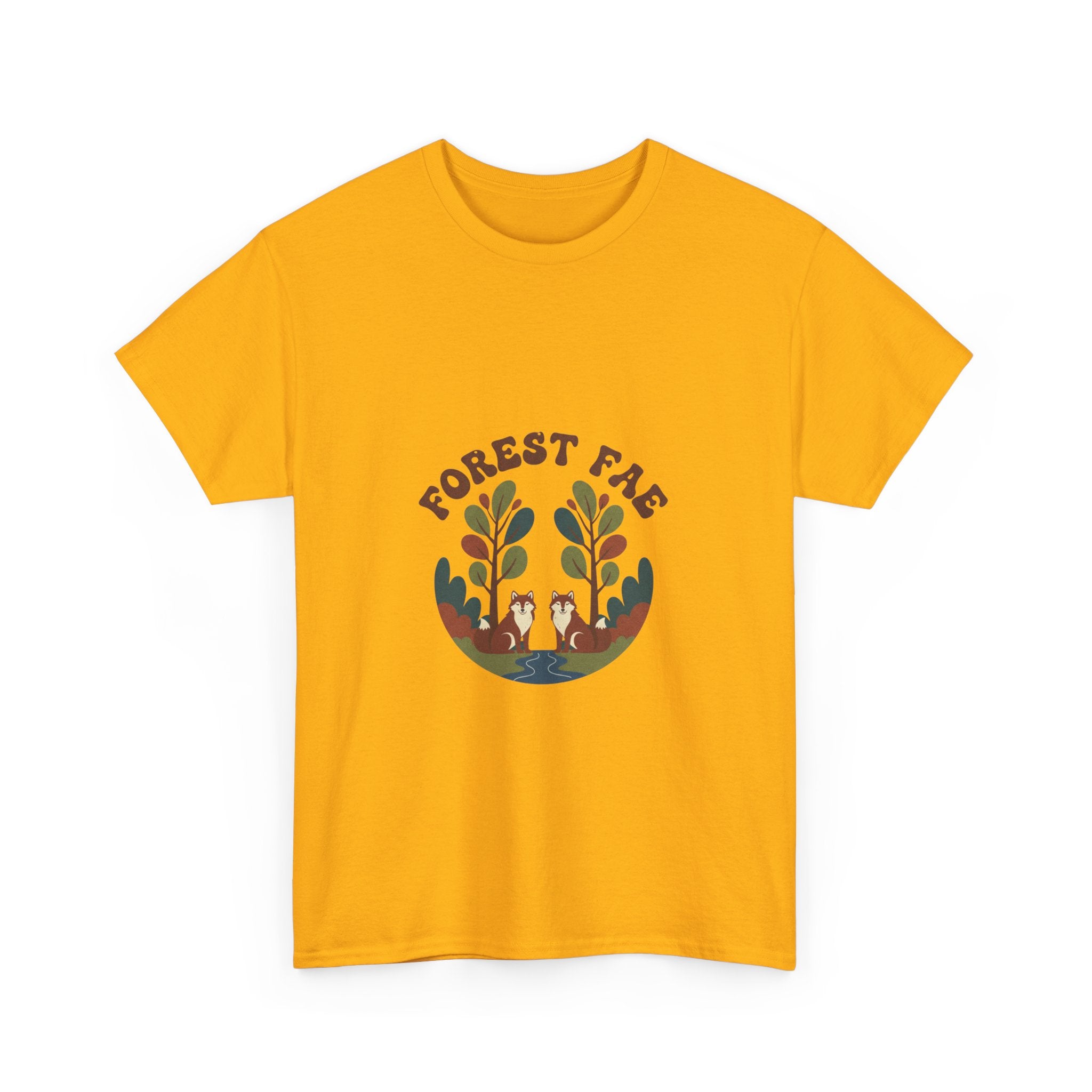 Retro Forest Fae Unisex Heavy Cotton Tee, Boho T-Shirt, Nature Lover Gift, Eco-Friendly Top, Fairy Shirt, Casual Wear