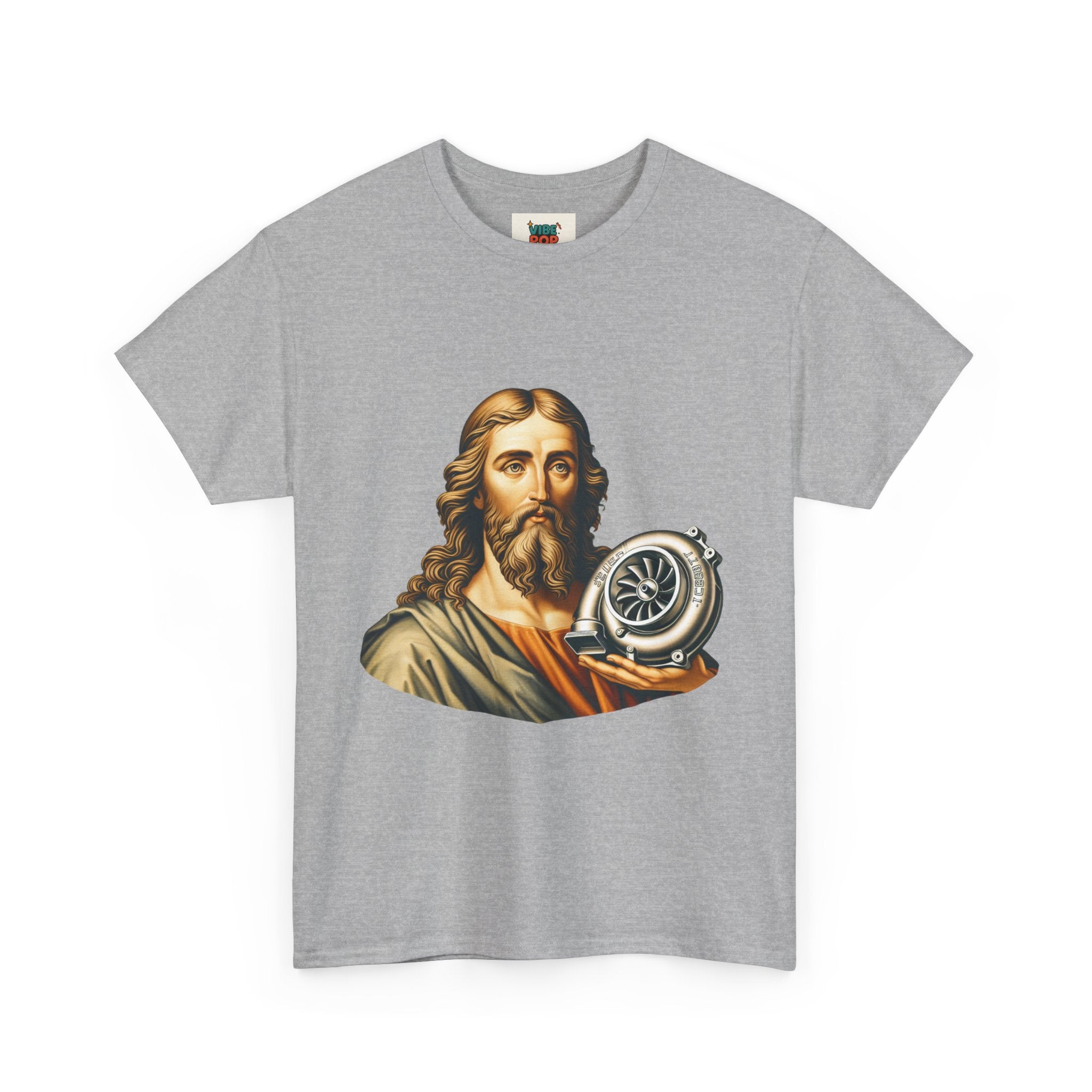 Vintage-Inspired Jesus Turbo Graphic Tee, Unisex Heavy Cotton Tee for Casual Wear, Gifts