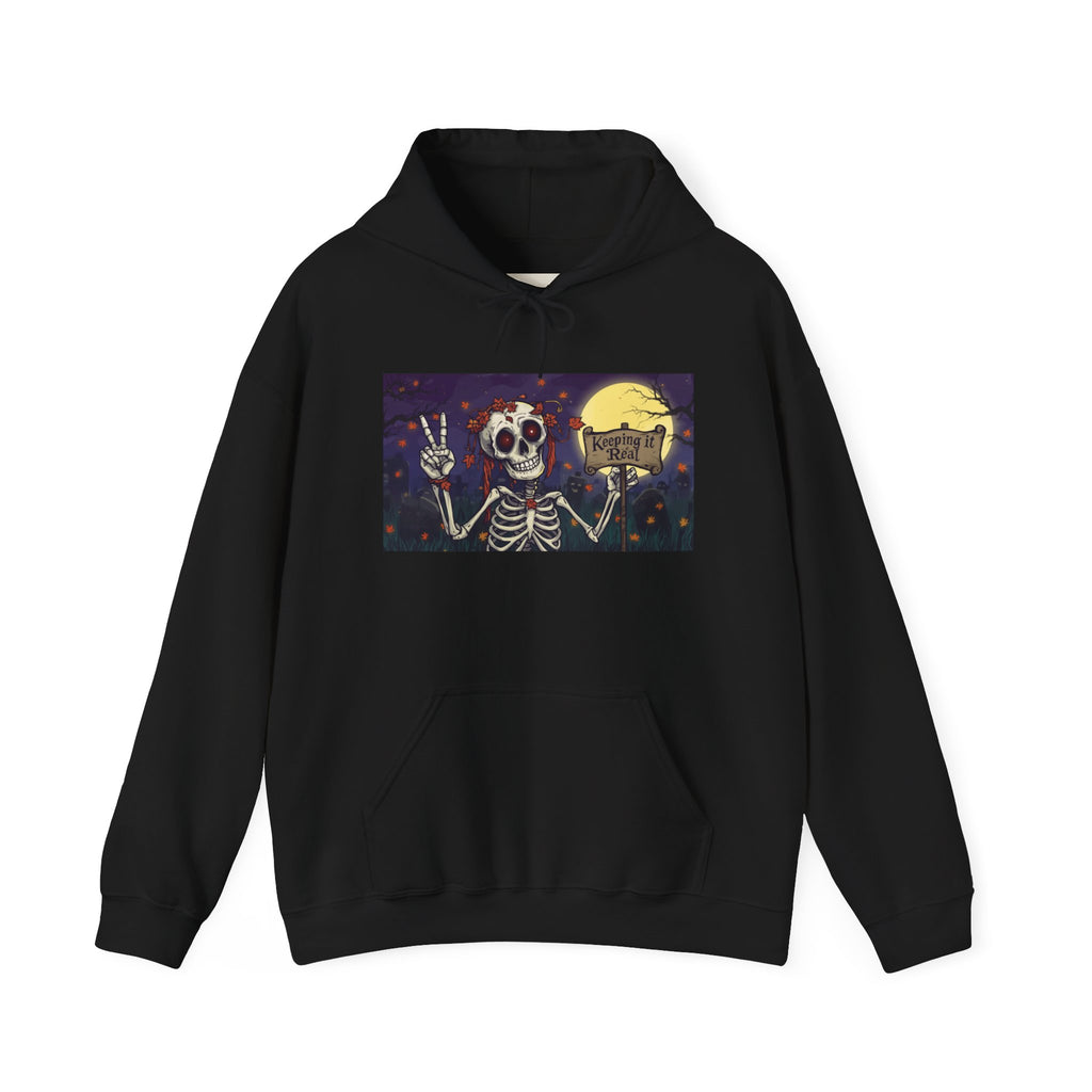 Spooky Skeleton Hoodie | Unisex Heavy Blend Sweatshirt for Halloween, Humor, Casual Wear, Cozy Outfit, Gift Idea, Trendy Fashion