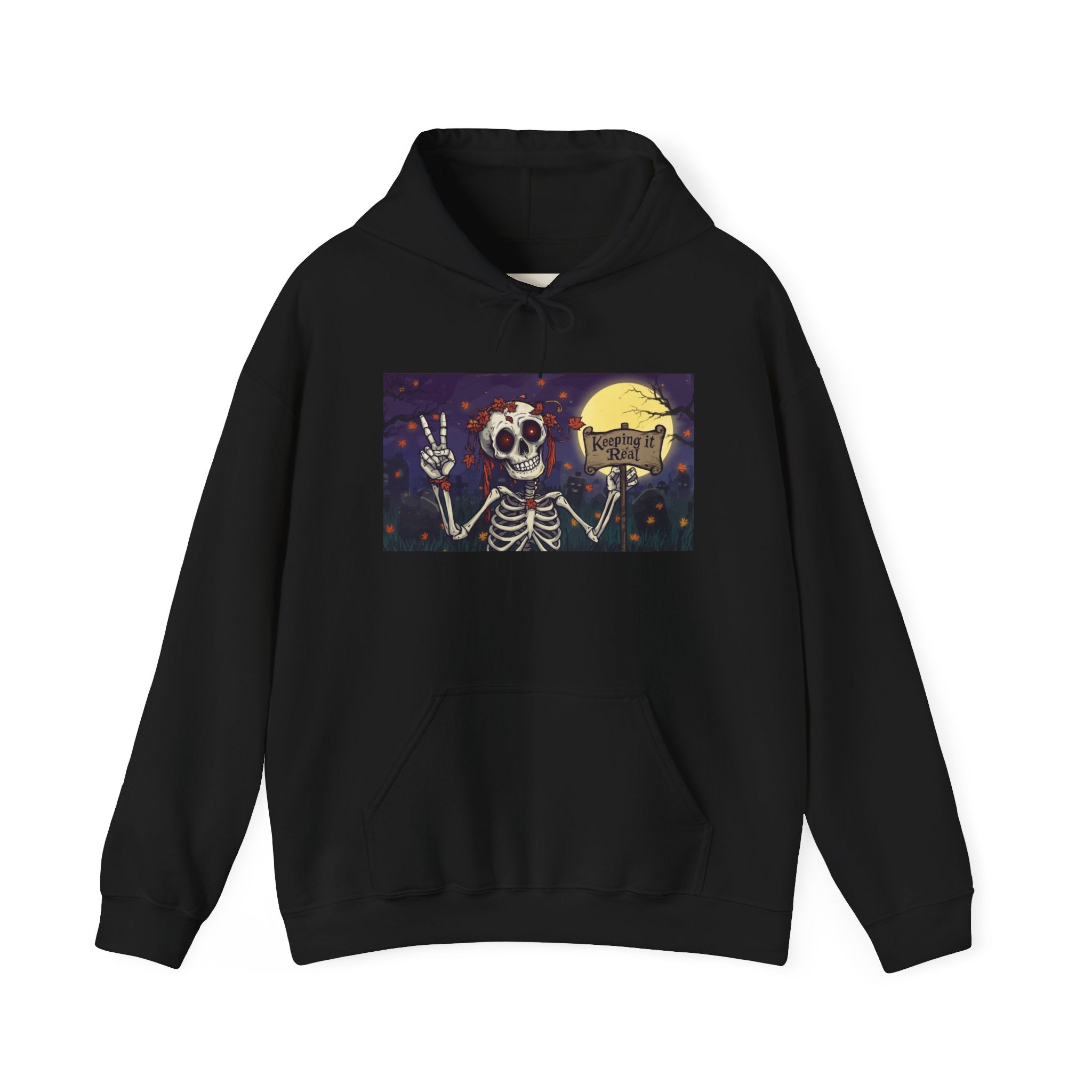 Spooky Skeleton Hoodie | Unisex Heavy Blend Sweatshirt for Halloween, Humor, Casual Wear, Cozy Outfit, Gift Idea, Trendy Fashion