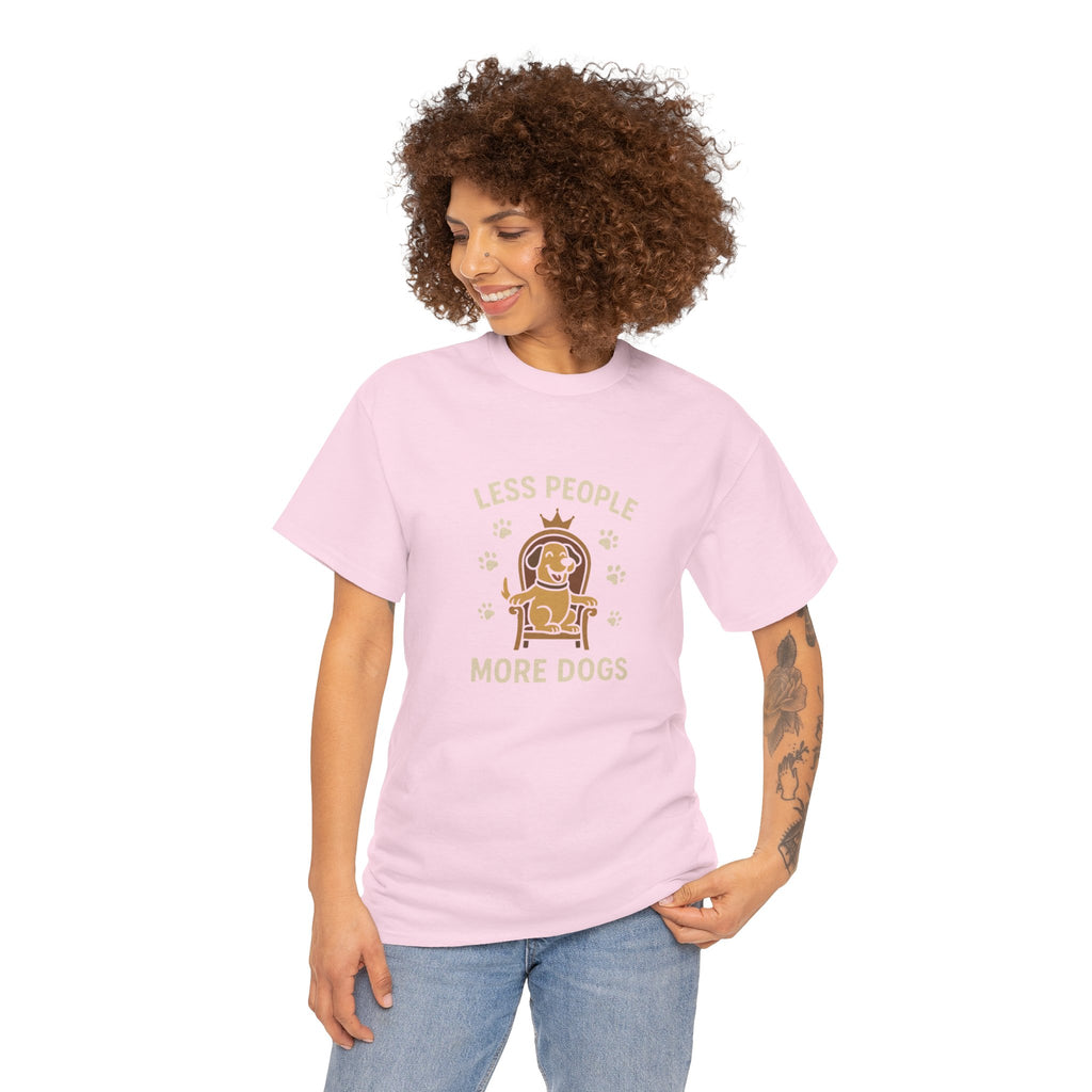 Unisex Heavy Cotton Tee - "Less People More Dogs" Graphic Tee, Dog Lover Gift, Casual T-Shirt, Pet Owner Apparel, Funny Animal Shirt