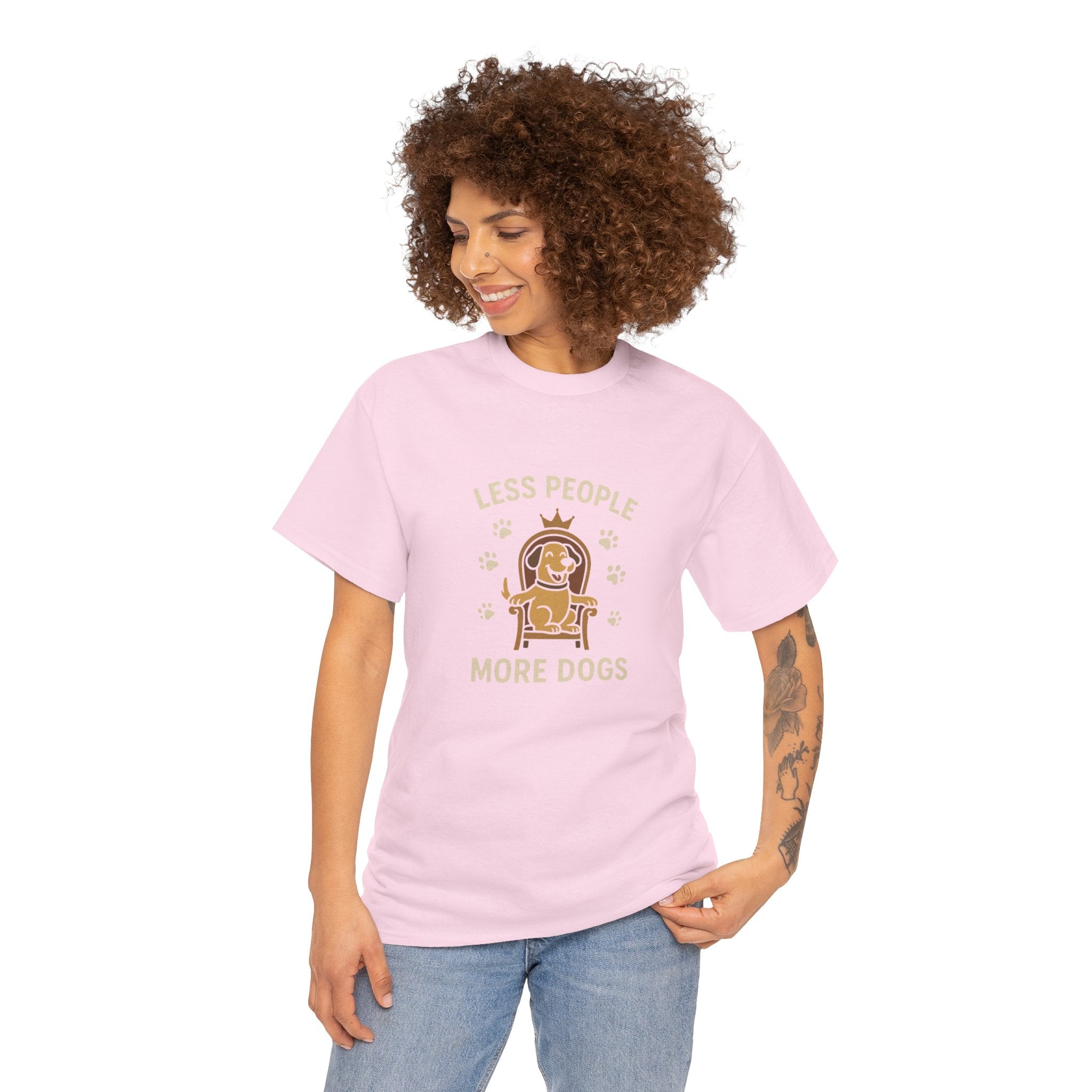Unisex Heavy Cotton Tee - "Less People More Dogs" Graphic Tee, Dog Lover Gift, Casual T-Shirt, Pet Owner Apparel, Funny Animal Shirt